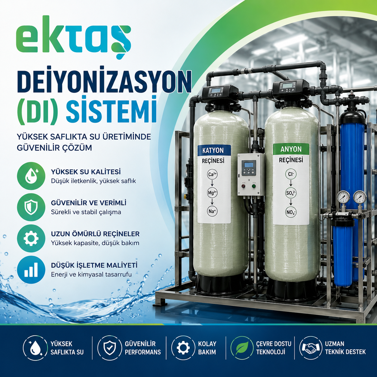 Deiyonizasyon (DI) Sistemi Nedir? Çalışma Prensibi, Avantajları ve Kullanım Alanları